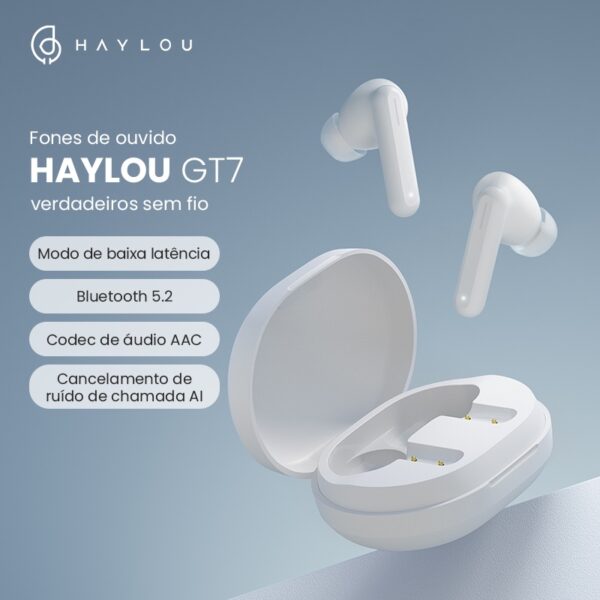 FONE DE OUVIDO SEM FIO HAYLOU GT7 nas cores branco ou preto - Imagem 2