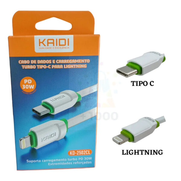 CABO USB KAIDI KD-2502CL TIPO C / IPHONE