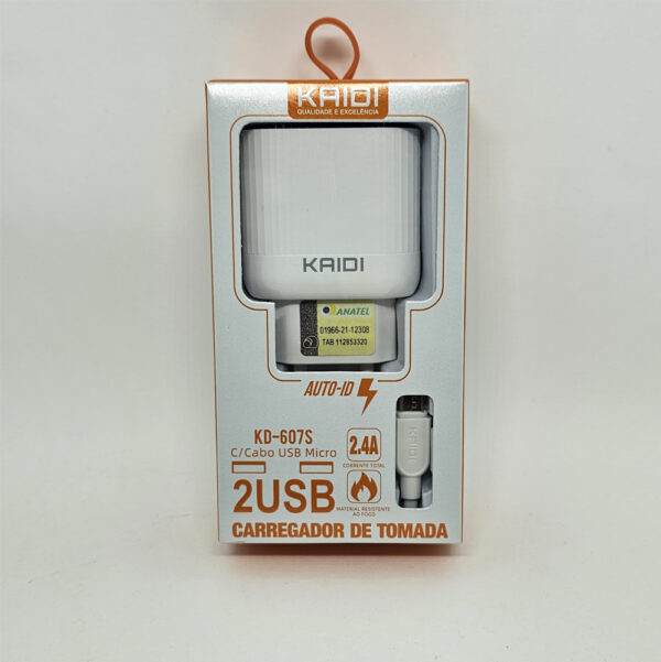 CARREGADOR DE CELULAR KAIDI KD-607S V8 2.4A