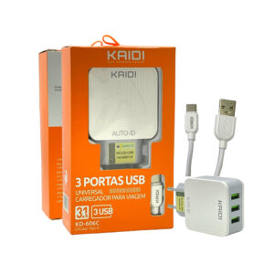 CARREGADOR DE CELULAR KAIDI KD-606C TIPO C 3.1A