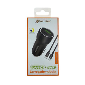 CARREGADOR DE CELULAR VEICULAR PEINING PEI-CC01 TIPO C 38W