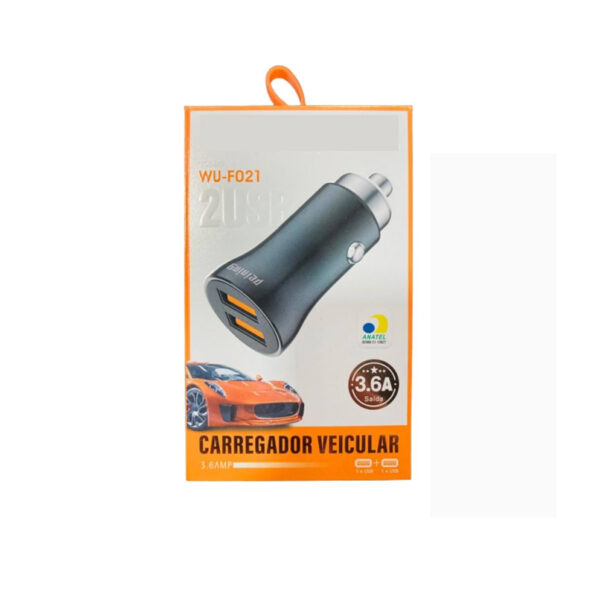 CARREGADOR DE CELULAR VEICULAR PEINING WU-F021 3,6A