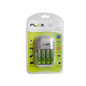 CARREGADOR DE PILHAS FLEX FX-C03 COM 4 PILHAS AA