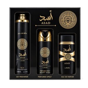 PERFUME ARABE LATTAFA ASAD KIT DESODORANTE E AIR FRESHENER